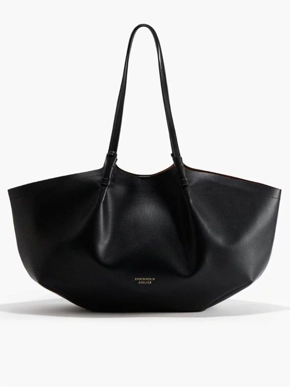 H&M Stockholm Atelier NWT Large Black Faux Leather Tote With Pouch